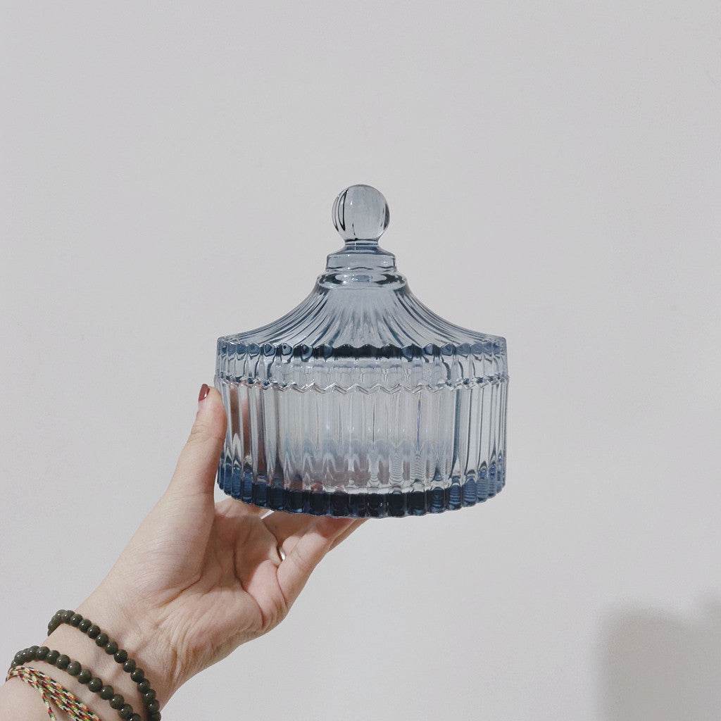 Retro Glass Sugar Jar Storage Jar Cotton Swab Jar - Mubimart