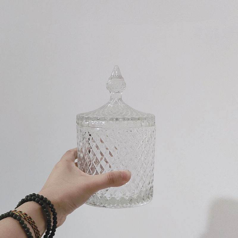 Retro Glass Sugar Jar Storage Jar Cotton Swab Jar - Mubimart