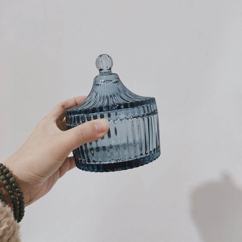 Retro Glass Sugar Jar Storage Jar Cotton Swab Jar - Mubimart