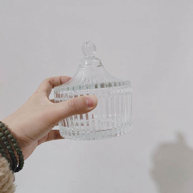 Retro Glass Sugar Jar Storage Jar Cotton Swab Jar - Mubimart