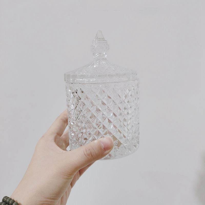 Retro Glass Sugar Jar Storage Jar Cotton Swab Jar - Mubimart