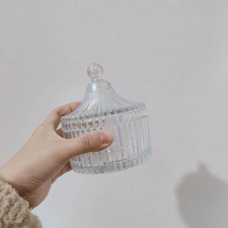 Retro Glass Sugar Jar Storage Jar Cotton Swab Jar - Mubimart