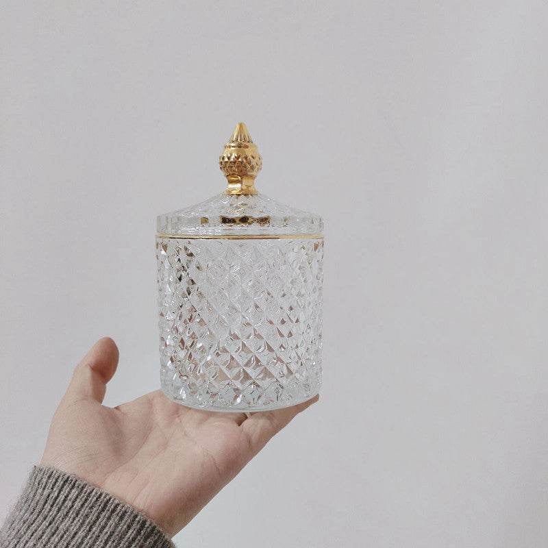 Retro Glass Sugar Jar Storage Jar Cotton Swab Jar - Mubimart