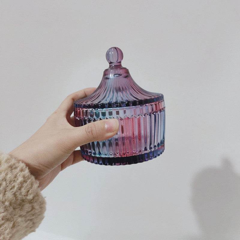 Retro Glass Sugar Jar Storage Jar Cotton Swab Jar - Mubimart