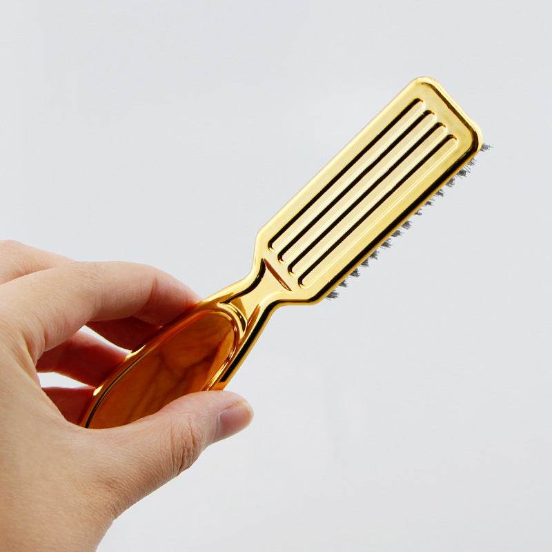 Retro Gradient Oil Head Electroplating Broken Hair Sweep Neck Beard Brush Hair Salon Hairdressing Tools - Mubimart