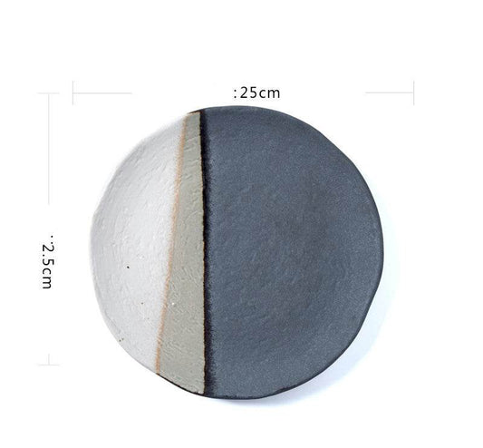 Retro Thick Ceramic Round Plate Square Plate Salad Plate Flat Plate - Mubimart