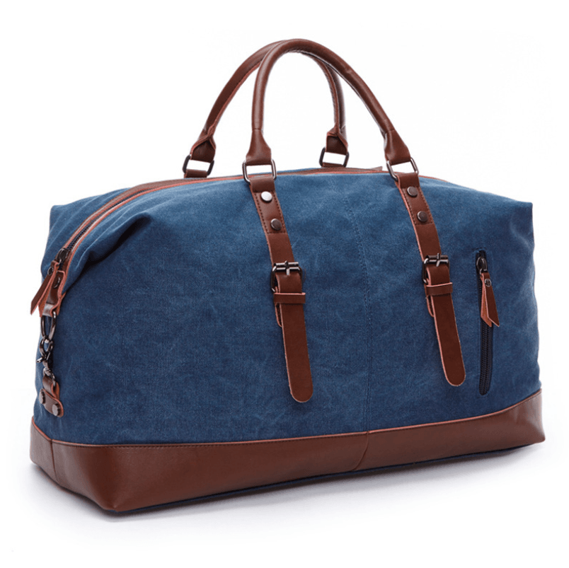 Retro canvas tote bag travel bag male fashion trend large capacity short-distance travel luggage bag shoulder bag male - Mubimart
