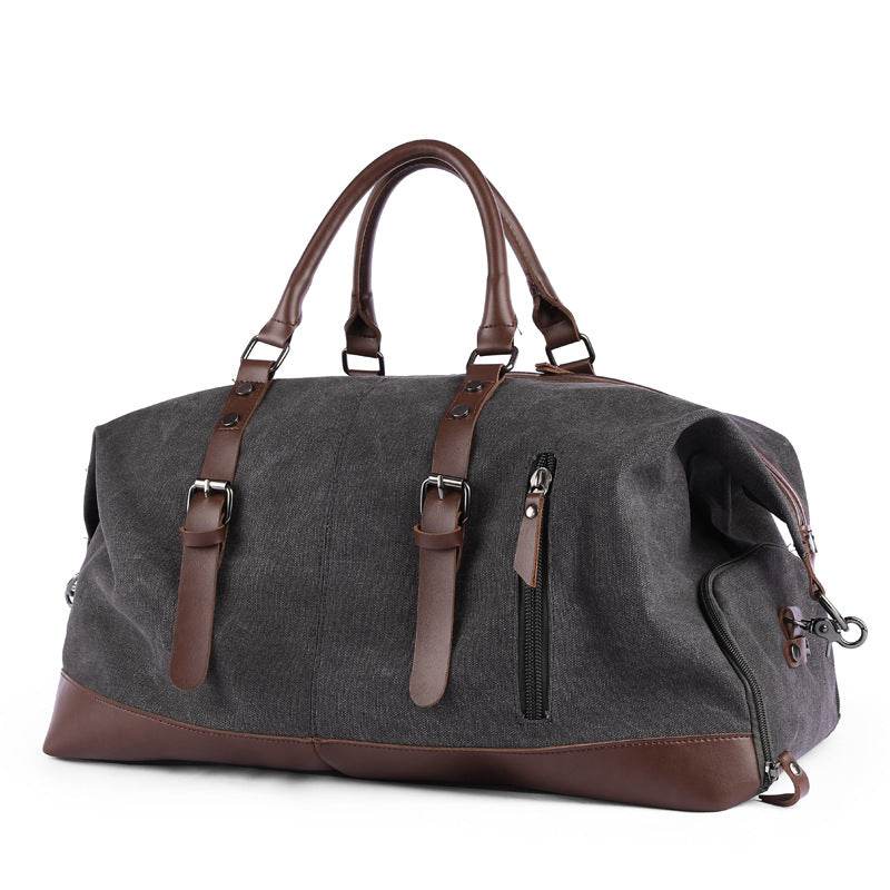 Retro canvas tote bag travel bag male fashion trend large capacity short-distance travel luggage bag shoulder bag male - Mubimart