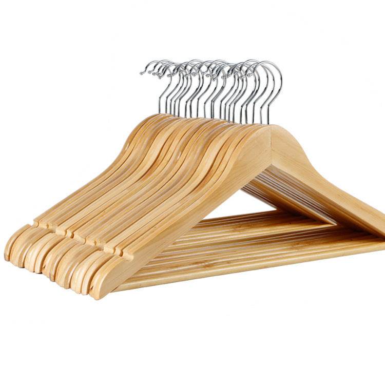 Retro solid wood hanger wooden clothing hanger - Mubimart