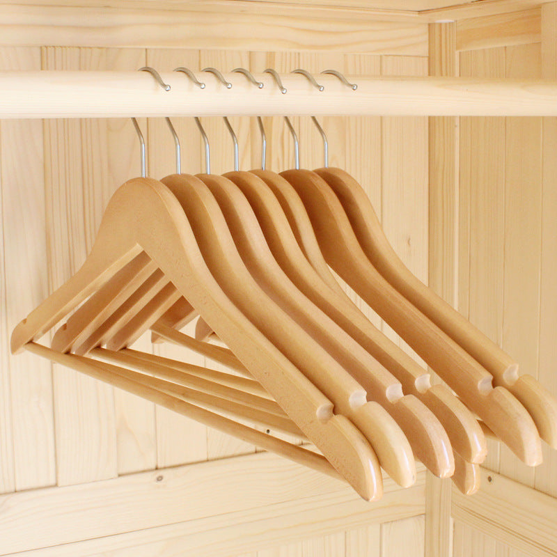 Retro solid wood hanger wooden clothing hanger - Mubimart -  