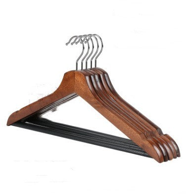 Retro solid wood hanger wooden clothing hanger - Mubimart -  