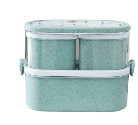 Rice Husk Leak-proof Lunch Box Food Container Set for Kids School Office 3-Compartment - Mubimart