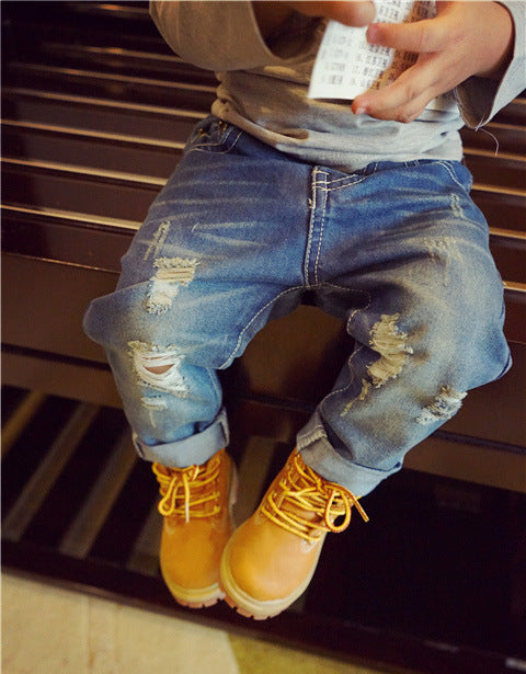 Ripped Jeans Washed Boy European Style - Mubimart -  