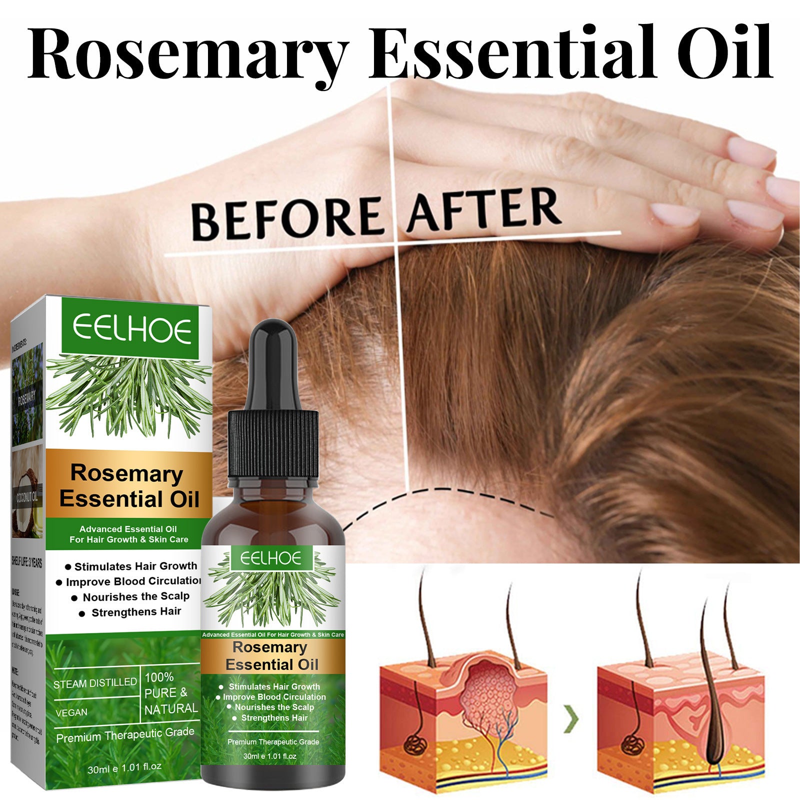 Rosemary Anti-Breakage Nourishing Hair Care Oil - Mubimart -  