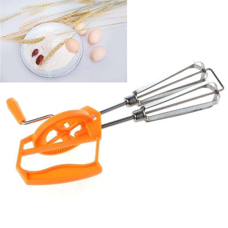 Rotary Hand Whisk Egg Beater Mixer - Mubimart