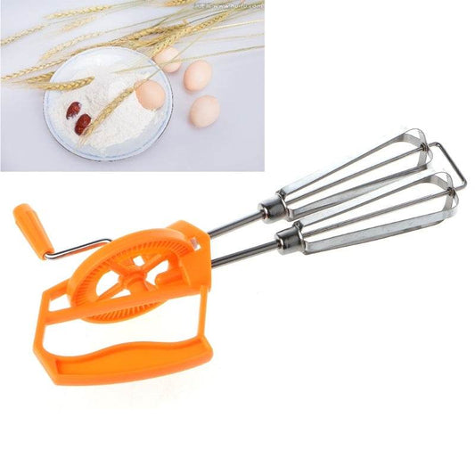 Rotary Hand Whisk Egg Beater Mixer - Mubimart