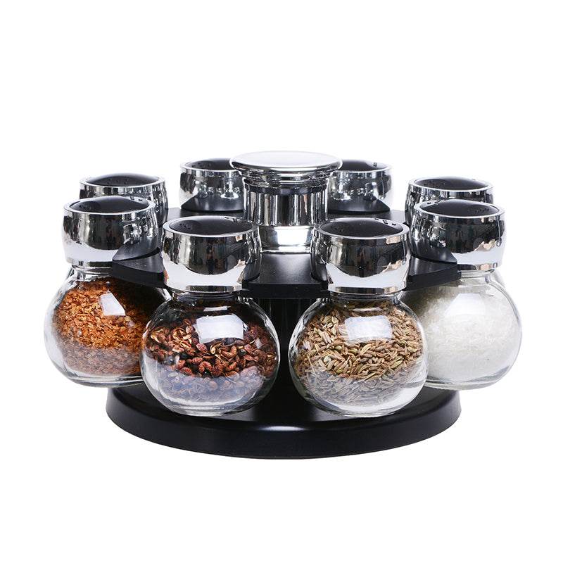 Rotary Seasoning Storage Spice Bottle Rack Kitchen Salt and Pepper Cruet Condiment Set Containers for Spices - Mubimart