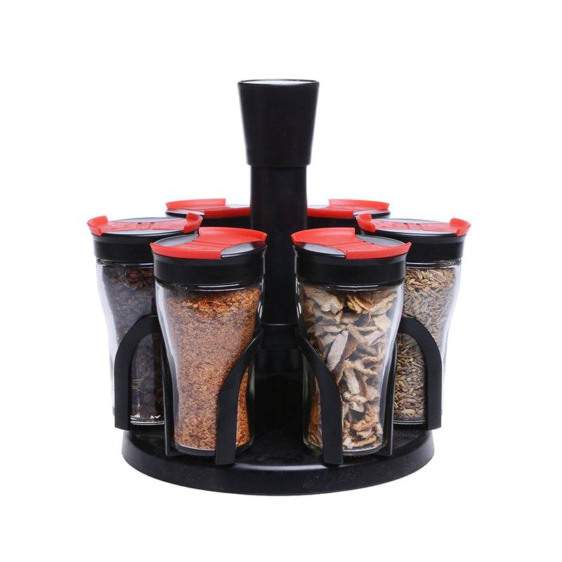 Rotary Seasoning Storage Spice Bottle Rack Kitchen Salt and Pepper Cruet Condiment Set Containers for Spices - Mubimart