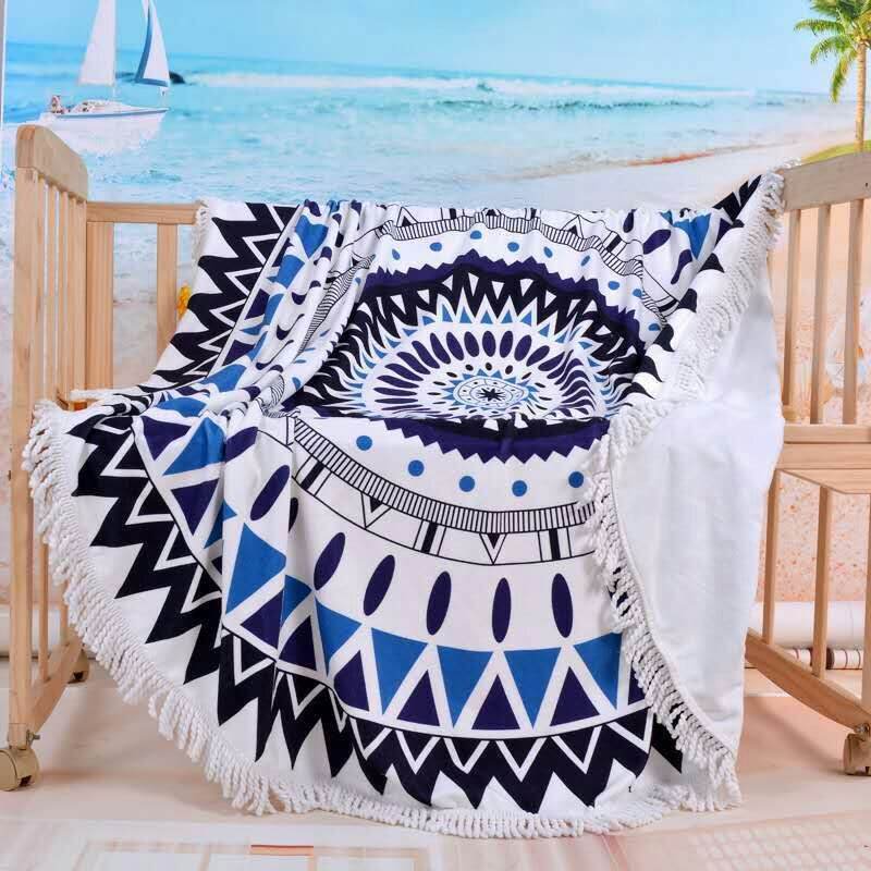 Round Sun Protection Beach Towel Microfiber Strap - Mubimart