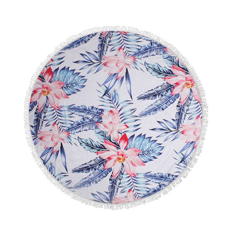 Round Sun Protection Beach Towel Microfiber Strap - Mubimart