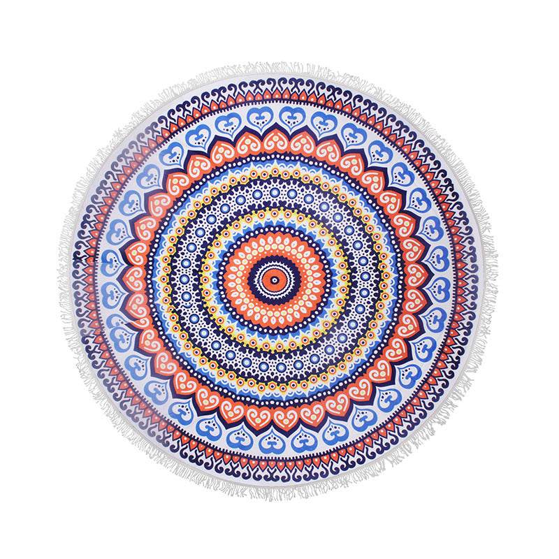 Round Sun Protection Beach Towel Microfiber Strap - Mubimart