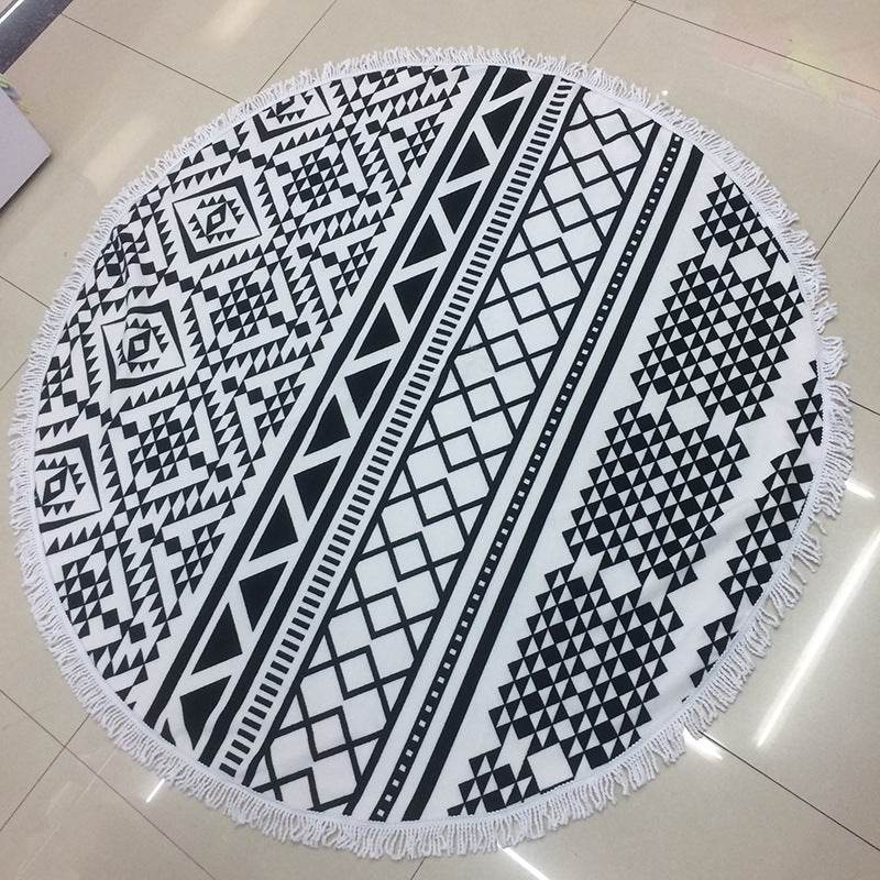 Round Sun Protection Beach Towel Microfiber Strap - Mubimart