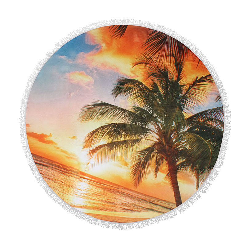 Round Sun Protection Beach Towel Microfiber Strap - Mubimart -  