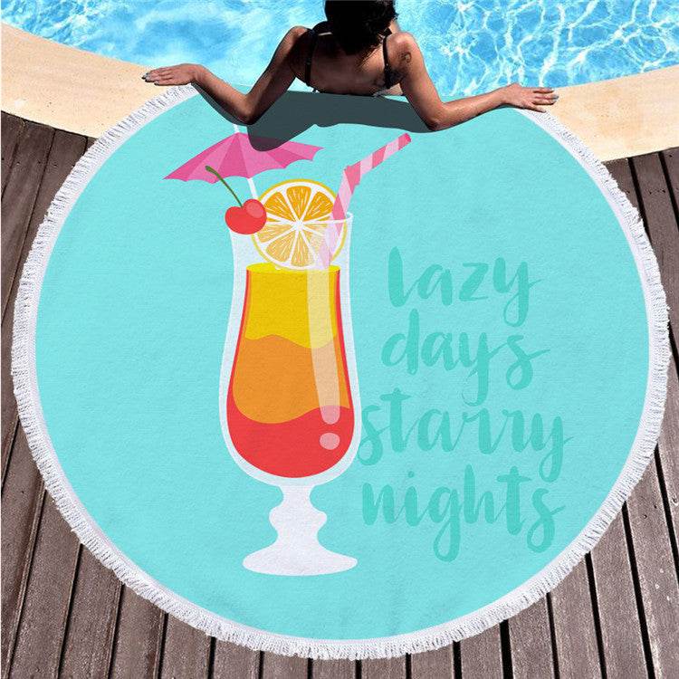 Round printed beach towel shawl beach towel - Mubimart