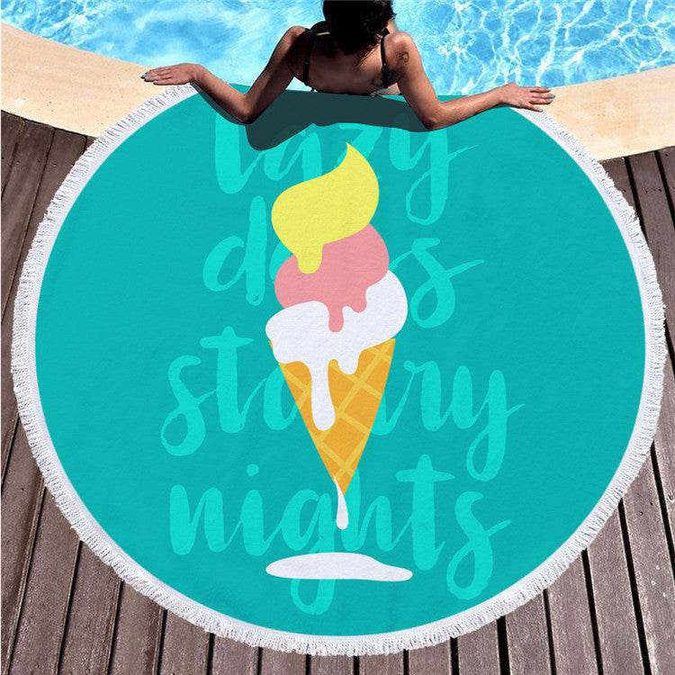 Round printed beach towel shawl beach towel - Mubimart