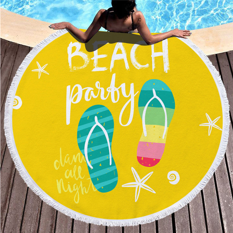 Round printed beach towel shawl beach towel - Mubimart -  