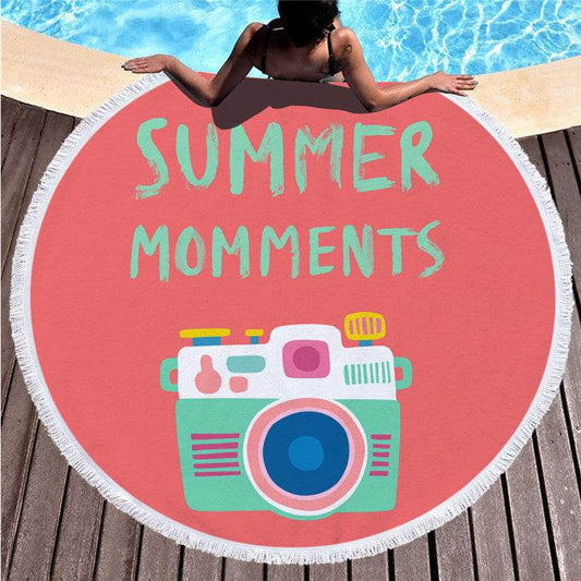 Round printed beach towel shawl beach towel - Mubimart