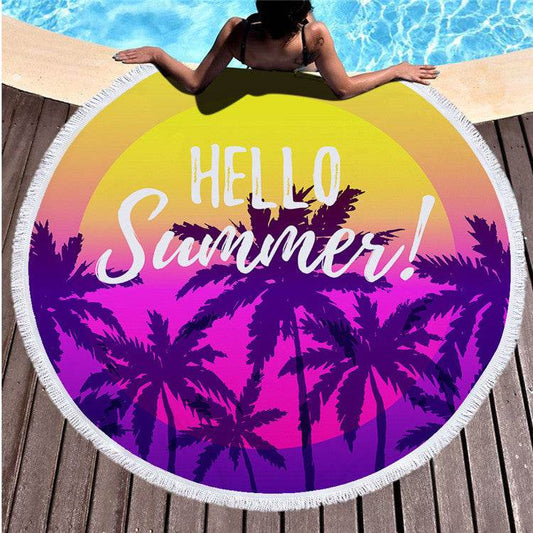 Round printed beach towel shawl beach towel - Mubimart
