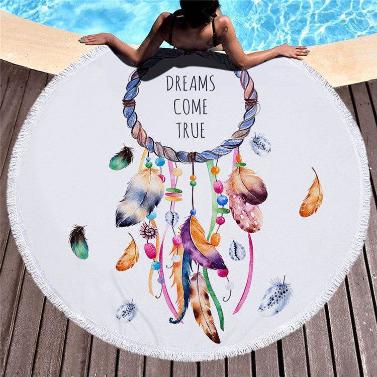 Round printed beach towel shawl beach towel - Mubimart
