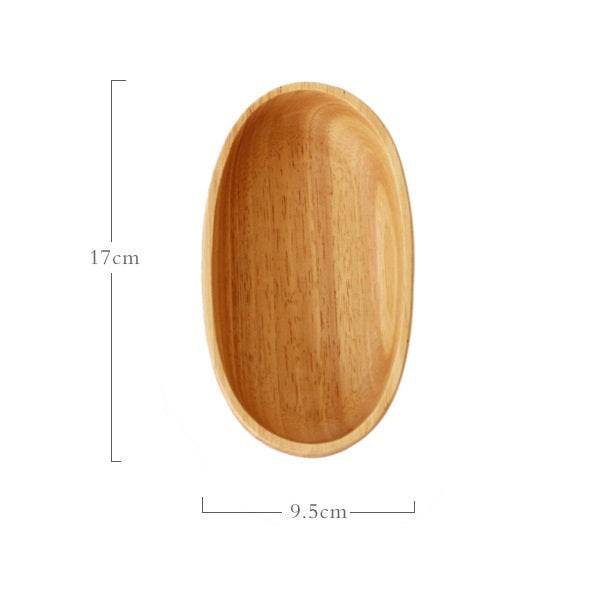 Rubber Wood Boat-shaped Oval Wooden Bowl Snack Breakfast Salad - Mubimart