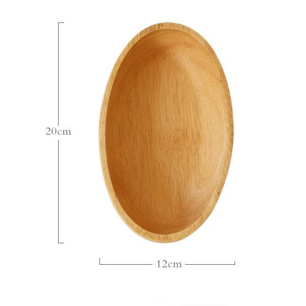 Rubber Wood Boat-shaped Oval Wooden Bowl Snack Breakfast Salad - Mubimart