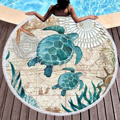 SEA TURTLE BEACH TOWEL - Mubimart