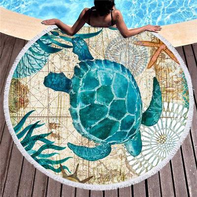 SEA TURTLE BEACH TOWEL - Mubimart - Beach towel sets 