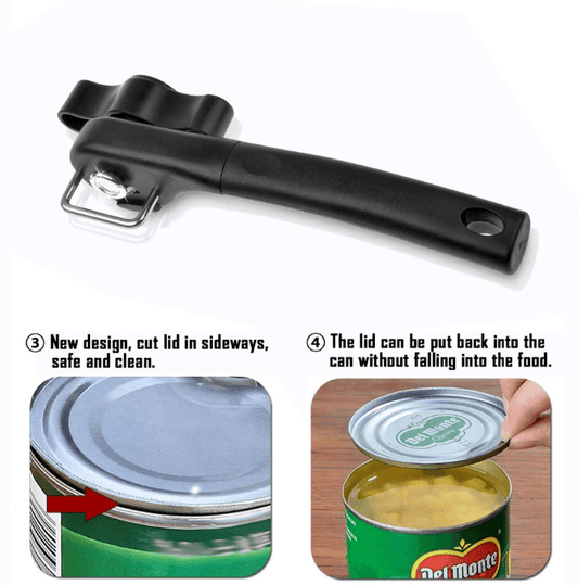 Safety can opener, strong can opener, bottle opener, side cover, one hand - Mubimart