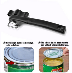 Safety can opener, strong can opener, bottle opener, side cover, one hand - Mubimart -  