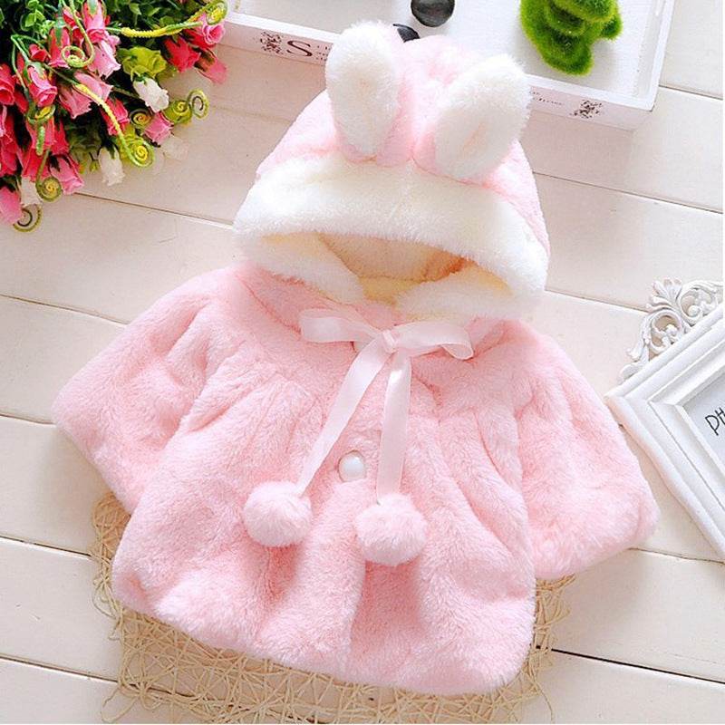 Samantha Rabbit Hood Coat - Mubimart
