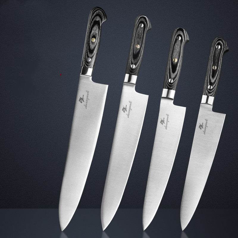 Sanding Texture Colored Wooden Handle Master Chef's Knife Slicing Knife Kitchen Knife Fruit Knife - Mubimart