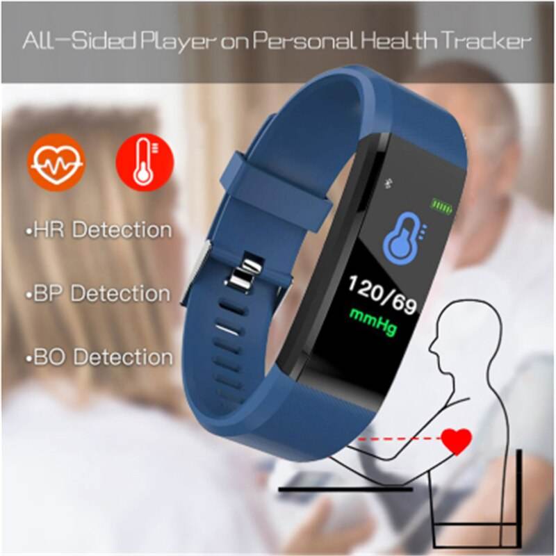 Screen Smart Wristband Heart Rate Monitor Fitness Activity Tracker 115plus Smart Band Color Blood Pressure Music Remote Control - Mubimart
