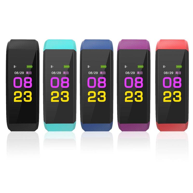 Screen Smart Wristband Heart Rate Monitor Fitness Activity Tracker 115plus Smart Band Color Blood Pressure Music Remote Control - Mubimart