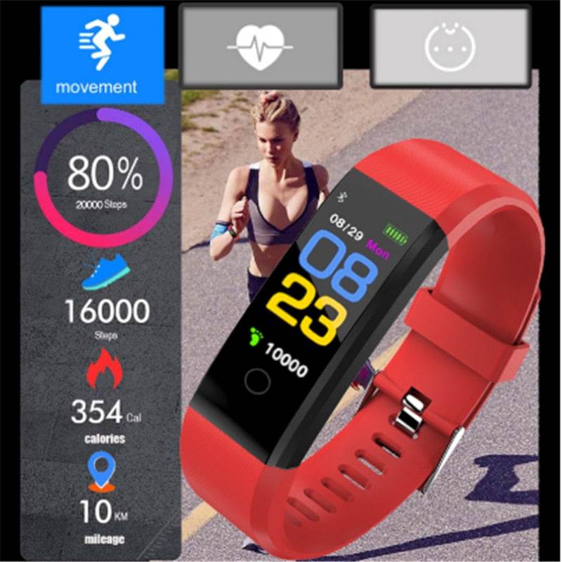 Screen Smart Wristband Heart Rate Monitor Fitness Activity Tracker 115plus Smart Band Color Blood Pressure Music Remote Control - Mubimart
