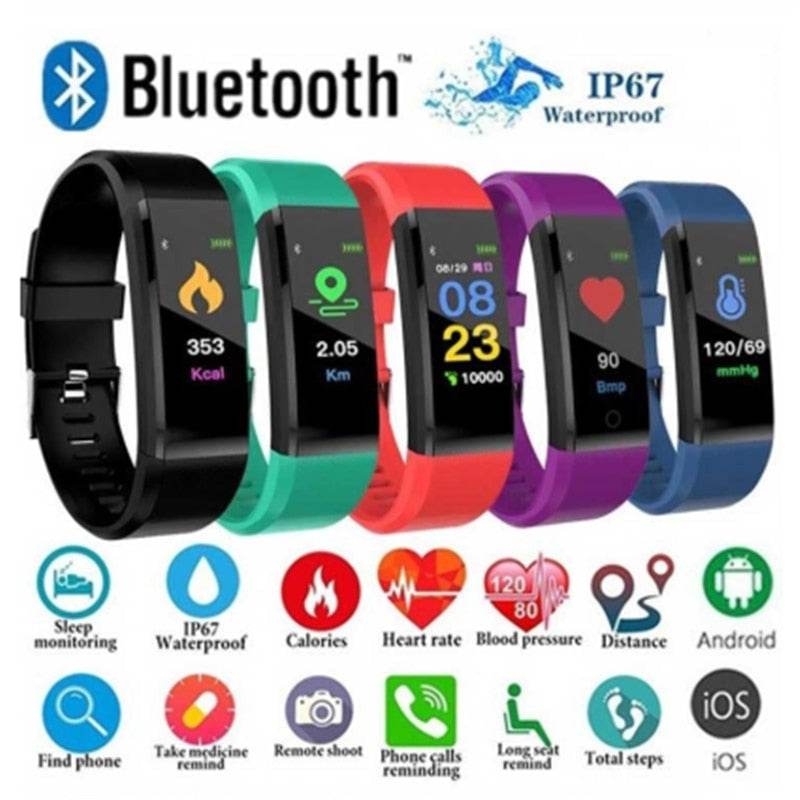 Screen Smart Wristband Heart Rate Monitor Fitness Activity Tracker 115plus Smart Band Color Blood Pressure Music Remote Control - Mubimart
