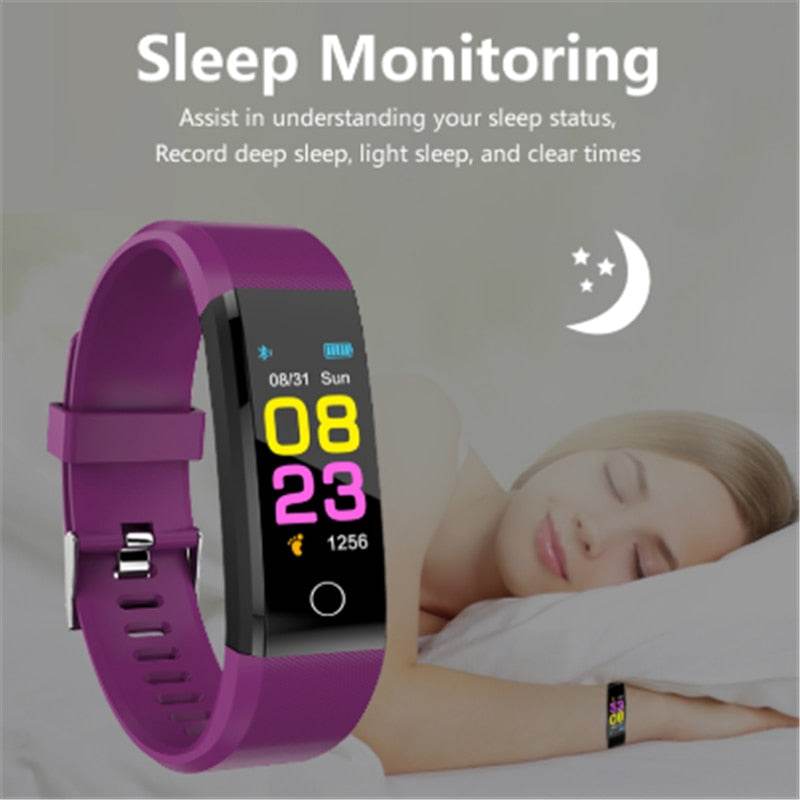 Screen Smart Wristband Heart Rate Monitor Fitness Activity Tracker 115plus Smart Band Color Blood Pressure Music Remote Control - Mubimart