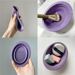 Scrubbing Plate Makeup Brush Cleaning Pad Makeup Brush Cleaning Bowl - Mubimart - Makeup Brush 