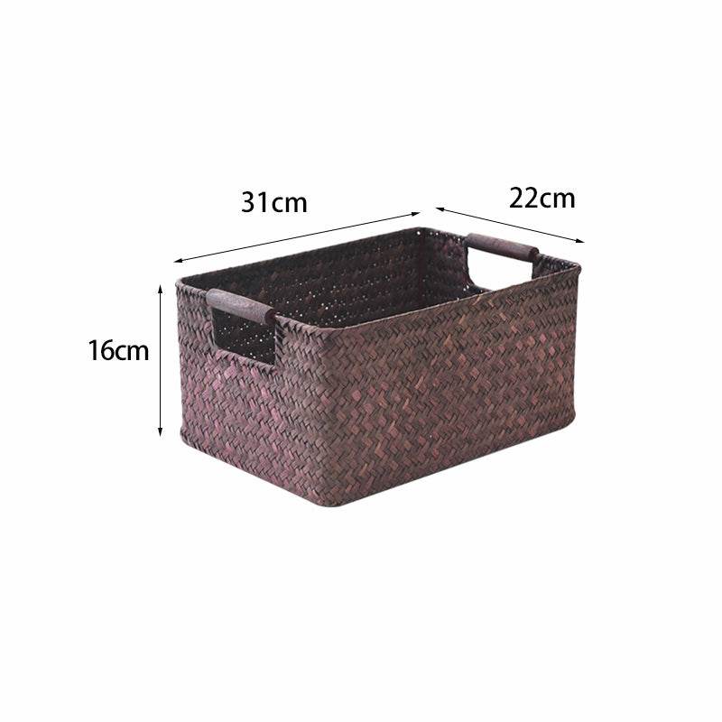 Seagrass Woven Solid Wood Storage Basket - Mubimart