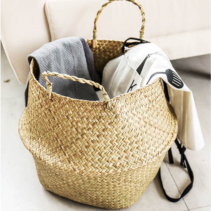 Seagrass Woven Storage Portable Flower Basket - Mubimart