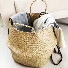 Seagrass Woven Storage Portable Flower Basket - Mubimart -  